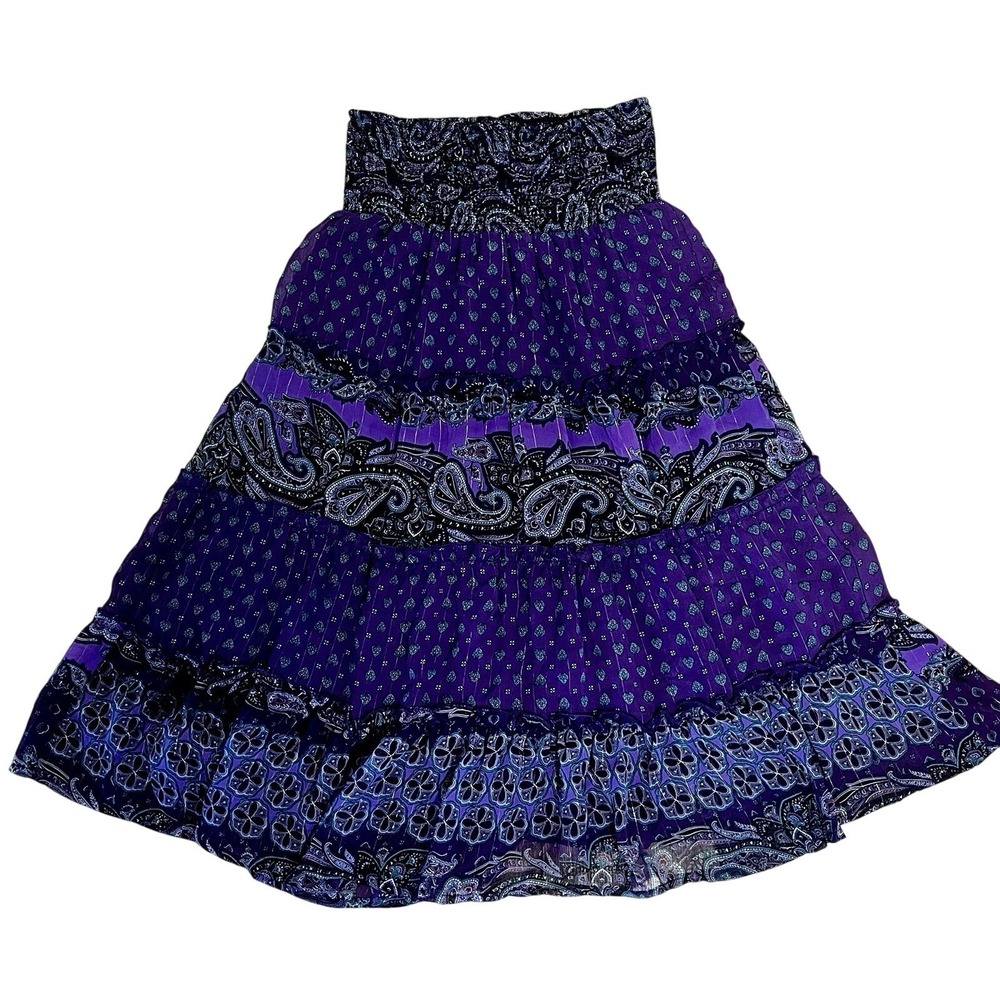 Y2K Vintage‎ Speechless Purple Paisley Bohemian Fairy Midi Skirt Girls Size M